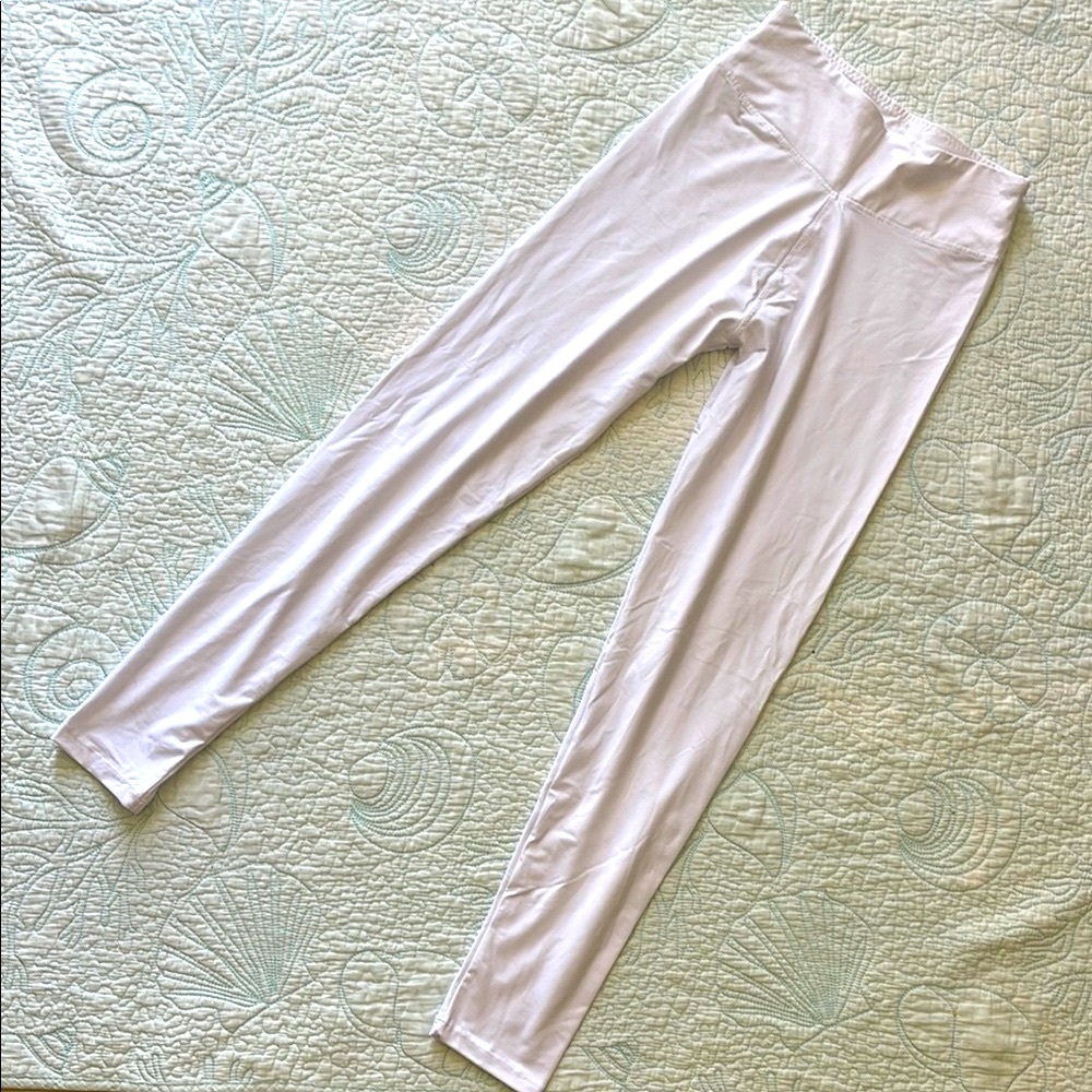 SATINA White High-Waisted Leggings One Size